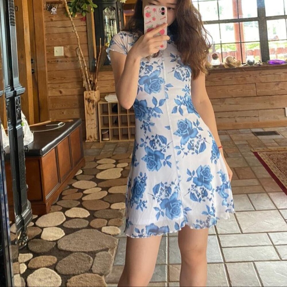 DOLLS KILL Floral Print Sexy Mesh Bodycon Dress